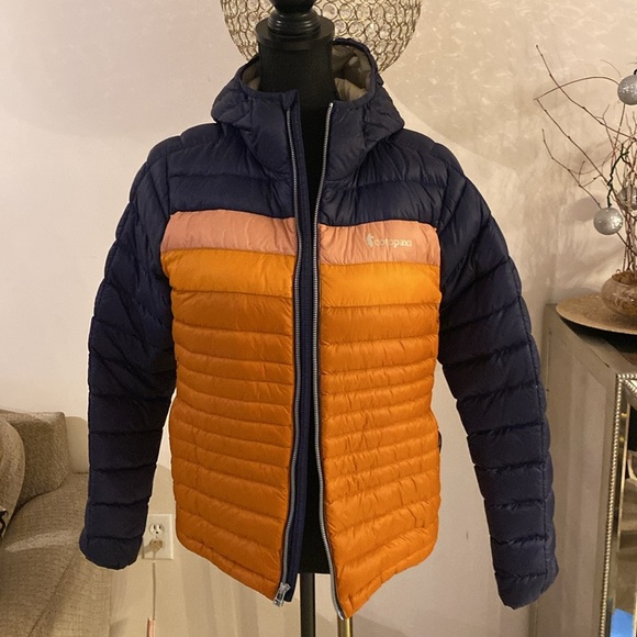 COTOPAXI FUEGO DOWN HOODED JKT Vibrant /Orange Navy Puffer Jacket size small - Picture 4 of 10